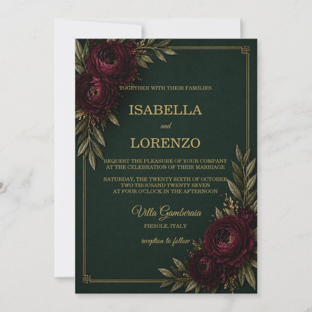 Convite de Casamento Emerald Elegance (Frente)
