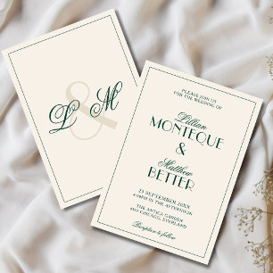 Convite de Casamento Emerald Frame Initial Quiet O