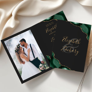 Convite de Casamento Emerald Green Agate Dobrado E