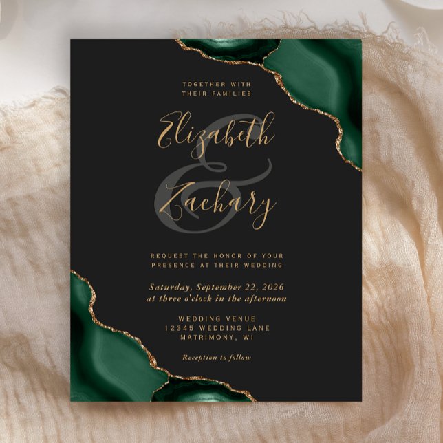 Convite de Casamento Emerald Verde Escuro de Budge (Criador carregado)
