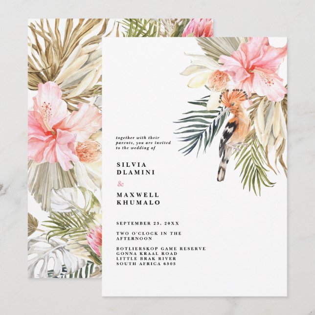 Convite de Casamento Encantado Safari Africano (Frente/Verso)