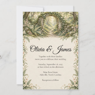 Convite de Casamento Enchanted Woodland Mossy Arch