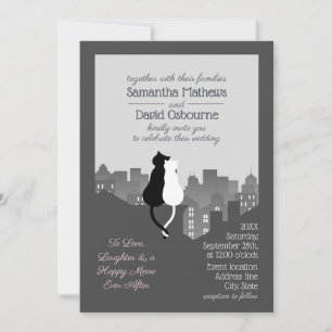 Convite de casamento engraçado com tema de gato