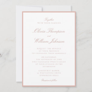 Convite de Casamento Enquadrado em Tom de Pêssego