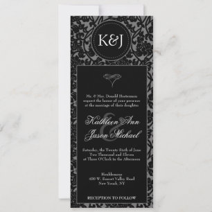 Convite de casamento entre preto e Cinza