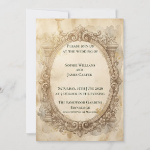 Convite de Casamento Escocês Barroco Vintage