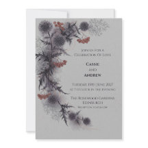 Convite de Casamento Escocês Dark Thistle Berry