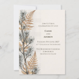 Convite de Casamento Escocês Pine Fern