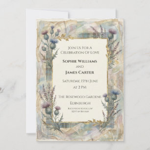 Convite de Casamento Escocês Soft Thistle Bluebell