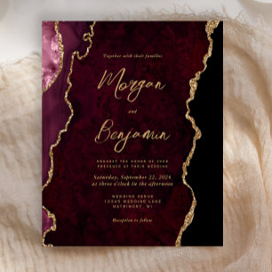 Convite de Casamento Escrito em Dourado com Ágata