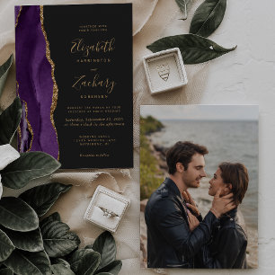 Convite de Casamento Escuro com Foto de Ágata Dour