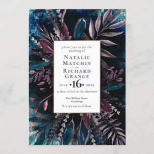 Convite de Casamento Escuro e Moody Azul