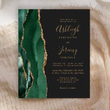 Convite de Casamento Escuro Esmeralda Verde Ágata 