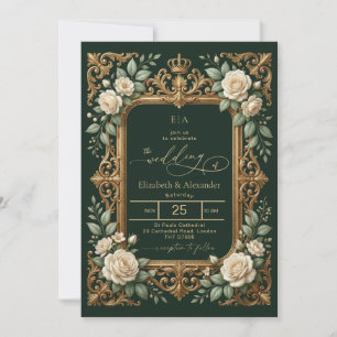 Convite de Casamento Esmeralda Dourado