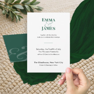 Convite de Casamento Esmeralda Minimalista Códig