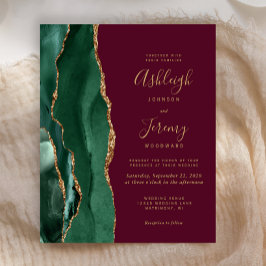 Convite de Casamento Esmeralda Verde Ágata Burgund