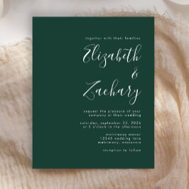 Convite de Casamento Esmeralda Verde Script Econôm