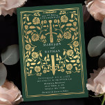 Convite de Casamento Espada Dourada Real Medieval<br><div class="desc">Defina o tom do seu casamento de fantasia medieval com um design de convite ousado - uma grandiosa espada dourada rodeada por flores contra um fundo verde. Perfeito para casais que sonham com uma celebração épica e romântica. Faça a sua história de amor lendária desde o primeiro olhar! NOTA: o...</div>