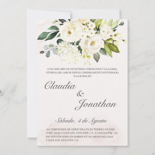 Convite de casamento espanhol buquê branco