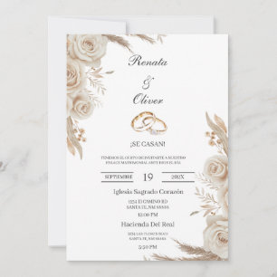 Convite de casamento espanhol com anel de casament
