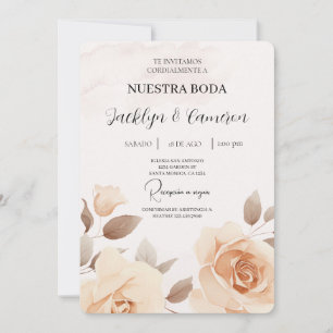 Convite de Casamento Espanhol de Peach rosa