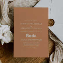 Convite de Casamento Espanhol de Terracota Simples