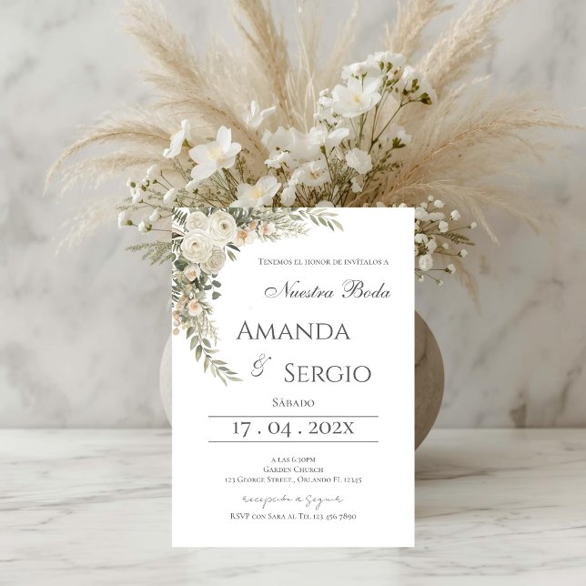 Convite de Casamento Espanhol Elegante (Criador carregado)