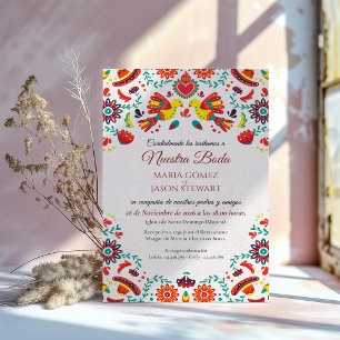 Convite de Casamento Espanhol Fiesta Sombrero Folk