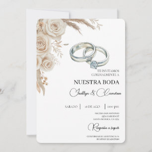 Convite de Casamento Espanhol Floral Boho