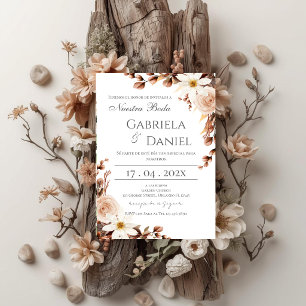Convite de Casamento Espanhol Floral Boho