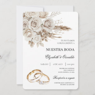 Convite de casamento espanhol floral branco