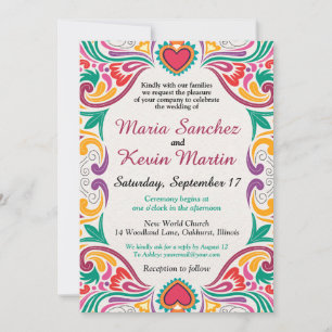 Convite de casamento espanhol Floral Fiesta