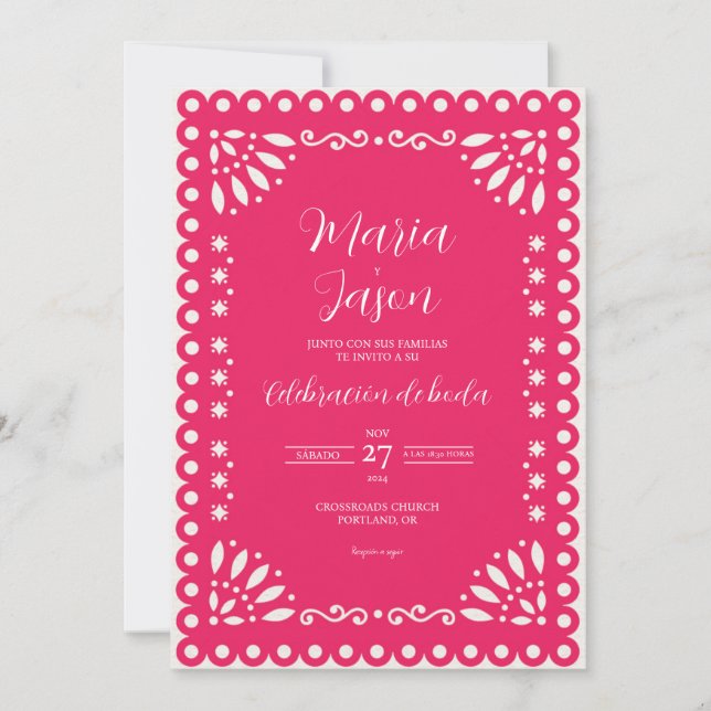 Convite de Casamento Espanhol Tradicional Boda Pap (Frente)