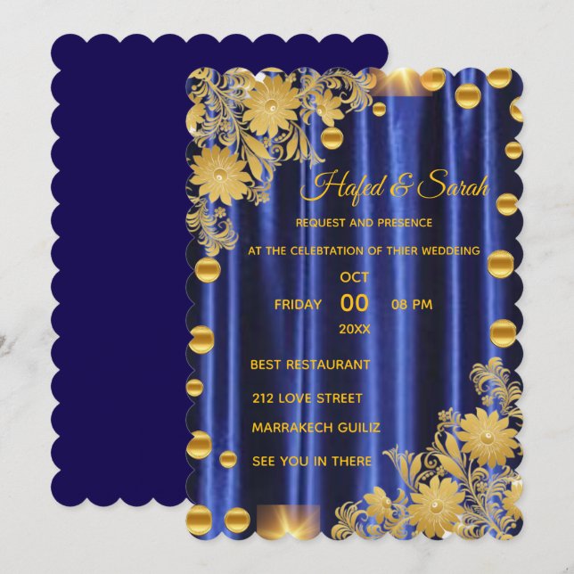 convite de casamento espelhado a ouro, convite esp (Frente/Verso)
