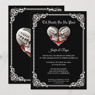 Convite de casamento esqueleto sombrio gótico de H