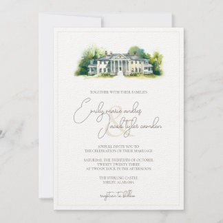 Convite de casamento - Estado Elegante em Aquarela