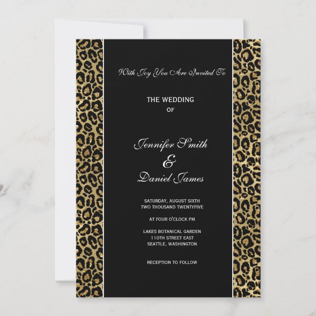 Convite de Casamento Estampa de Leopardo (Frente)