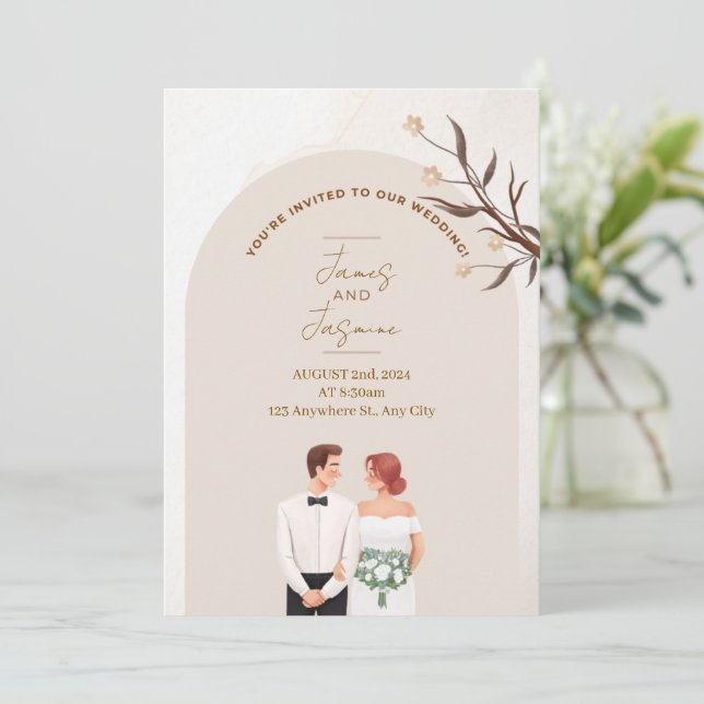 Convite de casamento estético e sofisticado (Em pé/Frente)