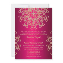CONVITE DE CASAMENTO ESTILO INDIANO ROSA QUENTE E 
