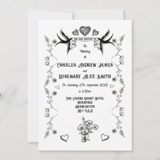 Convite de Casamento Estilo Tatuagem Vintage