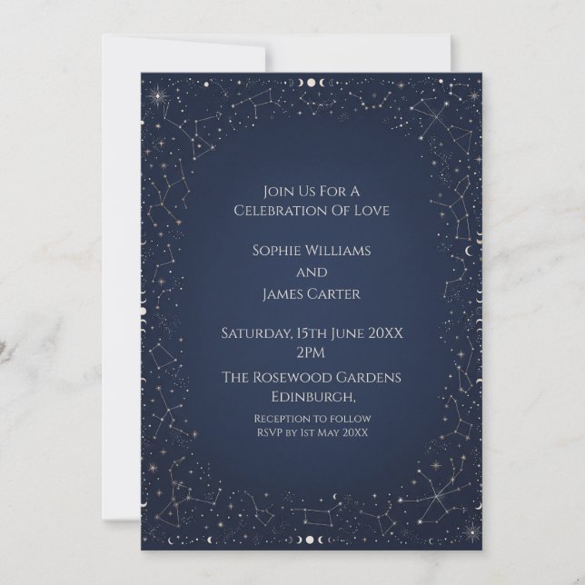 Convite de Casamento Estrela da Meia-Noite (Frente)