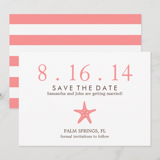 Convite de Casamento Estrela do Mar Save the Date (Frente/Verso)