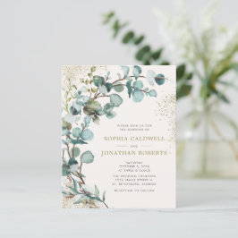 Convite de Casamento Eucalipto Dourado Orçamento T