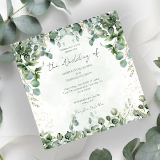 Convite de Casamento Eucalipto Quadrado 1001