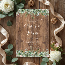 Convite de Casamento Eucalipto Rosa Empoeirado | F