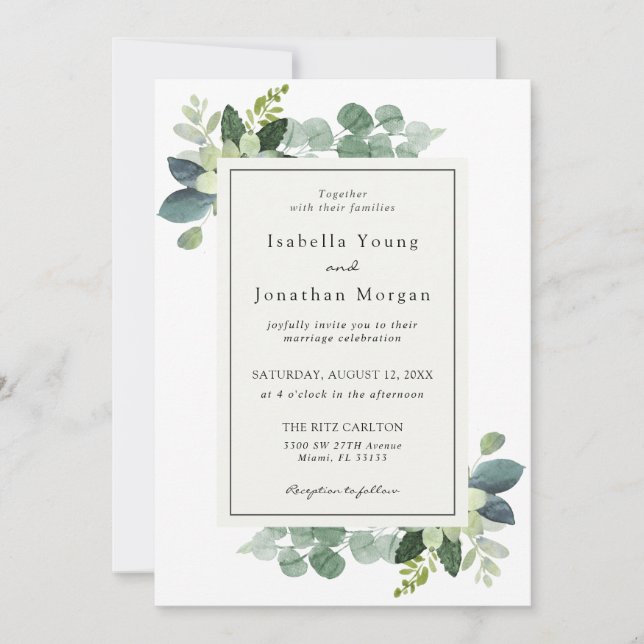 Convite de Casamento Eucalyptus (Frente)
