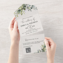 Convite de Casamento Eucalyptus All in One