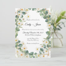 Convite De Casamento Eucalyptus Daisy Botânico