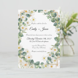Convite De Casamento Eucalyptus Daisy Botânico