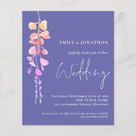 Convite de casamento Eucalyptus Periwinkle QR Orça